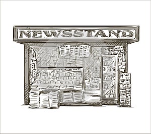 Newsstand. Hand drawn press kiosk. photo