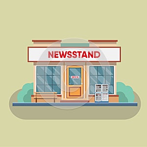 Newsstand selling newspapers and magazines.