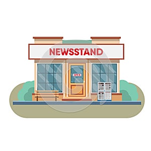 Newsstand selling newspapers and magazines. photo
