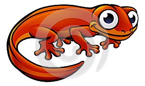 Newt or Salamander Cartoon Character