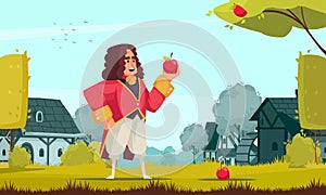 Newton With Apple Composition