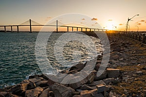 Newton Navarro Bridge in Natal City on Sunset