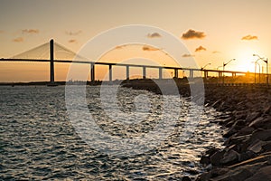 Newton Navarro Bridge in Natal City on Sunset