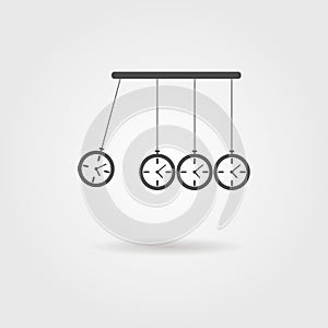 Newton`s Cradle icon, concept of procrastination