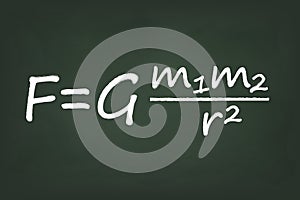 Newton's Law of Universal Gravitation Formula on Chalkboard