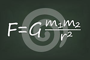 Newton's Law of Universal Gravitation Formula on Chalkboard photo
