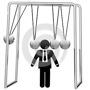 Newtons Cradle Cradles Symbol Busines Man Head