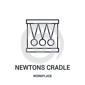 newtons cradle icon vector from workplace collection. Thin line newtons cradle outline icon vector illustration