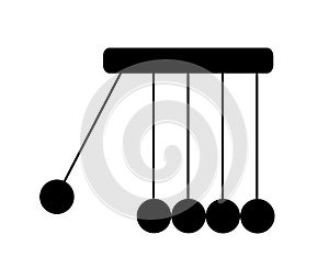 Newtons cradle symbol vector silhouette illustration isolated on white background.