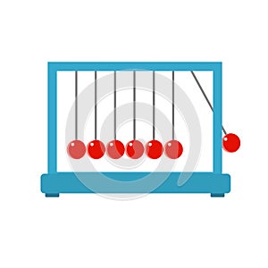 Newtons Cradle On White Background. Flat vector illustration