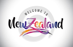 NewZealand Welcome To Message in Purple Vibrant Modern Colors. photo