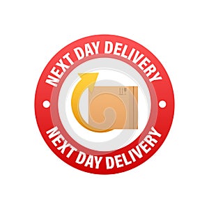 Next day delivery sign, label. Vector stock illustration