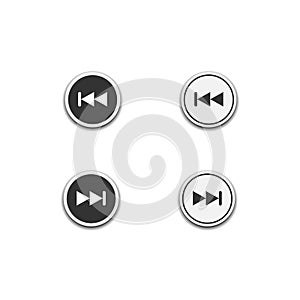 Next, forward for music button symbol or icon isolated on white background, web template element, mobile app material, UI, UX.