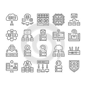next gen data center automation icons set vector