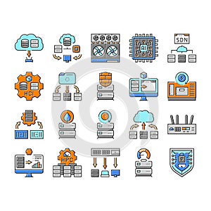 next gen data center automation icons set vector