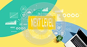 Next level concept with a laptop computer