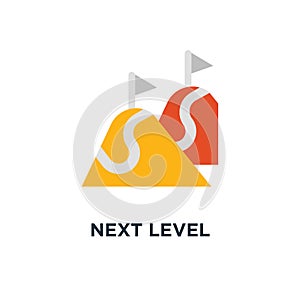 next level icon. upgrade, long term ambition, future aspiration concept symbol design, way to success, reach goal, higher and