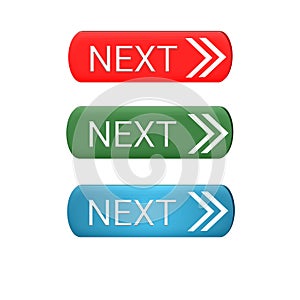 Next and previous buttons for web icon various color white background 3d