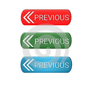 Next and previous buttons for web icon various color white background 3d