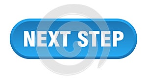 next step button. rounded sign on white background