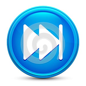 Next track playlist icon glass shiny blue round button isolated design vector illustration