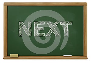 next written on chalkboard classroom style inspiring message education learning photo