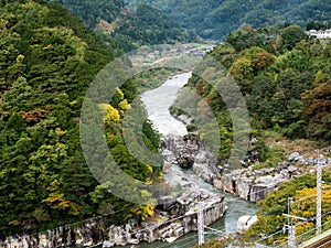 Nezame no Toko Gorge in scenic Kiso valley, Japan