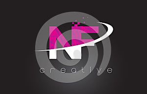 NF N F Creative Letters Design With White Pink Colors photo