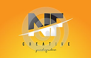 NF N F Letter Modern Logo Design with Yellow Background and Swoosh. photo