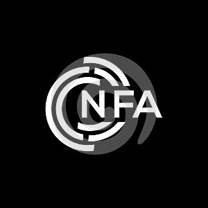 NFA letter logo design. NFA monogram initials letter logo concept. NFA letter design in black background