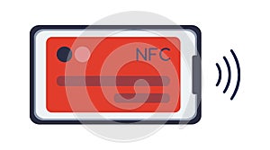 NFC contactless payment. Bank credit card smartphone. Convenient payment mobile phone. Wireless technology. Non-contact