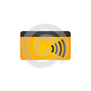 NFC Payment. Pos terminal confirms contactless payment from credit card. Near field communication concept. vector illustration