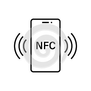 NFC payment with smartphone. NFC Technology icon. Contactless NFC payment sign. Stock vector