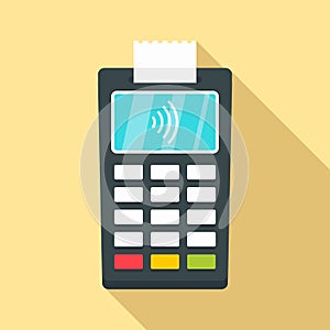 Nfc payment terminal icon, flat style