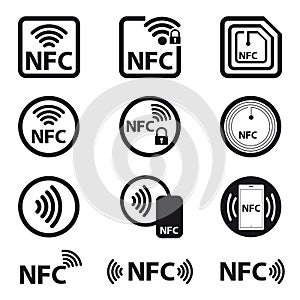 NFC Technology - Icon Set - Vector Illustration - Isolated On White Background photo
