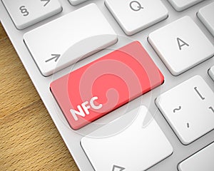 NFC - Text on the Red Keyboard Button. 3D.