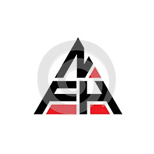 NFH triangle letter logo design with triangle shape. NFH triangle logo design monogram. NFH triangle vector logo template with red