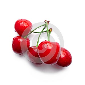 Sweet cherries on a white background