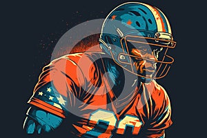 NFL team striker illustration. Retro style, poster, banner photo