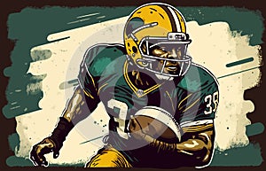 NFL team striker illustration. Retro style, poster, banner photo