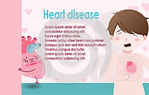 Nfographics. Symptoms of heart disease and acute pain possible heart attack