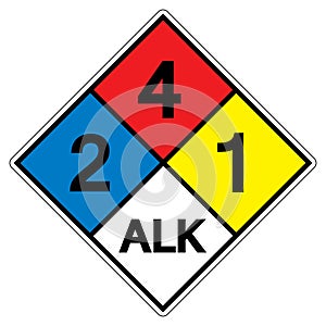 NFPA Diamond 704 2-4-1 ALK Symbol Sign, Vector Illustration, Isolate On White Background Label. EPS10
