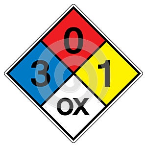 NFPA Diamond 704 3-0-1 OX Symbol Sign, Vector Illustration, Isolate On White Background Label. EPS10