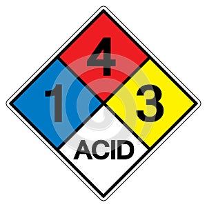 NFPA Diamond 704 1-4-3 ACID Symbol Sign, Vector Illustration, Isolate On White Background Label. EPS10 photo