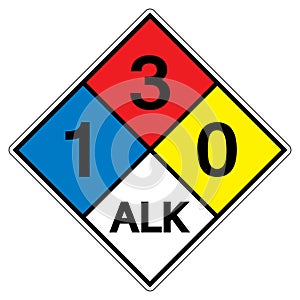 NFPA Diamond 704 1-3-0 ALK Symbol Sign, Vector Illustration, Isolate On White Background Label. EPS10