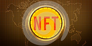 NFT Art Abstract Crypto backdrop with world map in the background. Modern and Trending