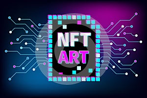 NFT ART nonfungible token concept. Pay for unique collectibles in games or art. photo