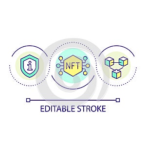NFT in blockchain network loop concept icon