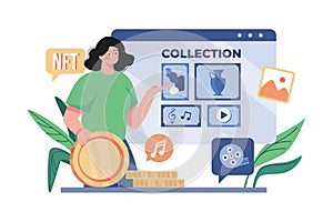 NFT Collection Illustration concept on white background