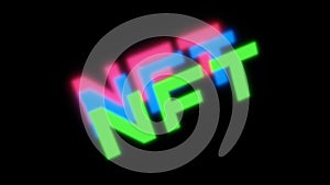 NFT crypto art background. Modern technologies, non fungible token concept. Digital artwork and blockchain. 3d rendering